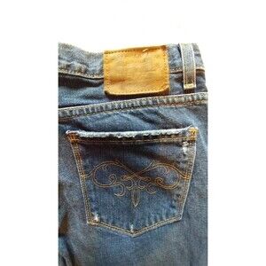 Ralph Lauren womens jeans 29 dark wash distressed waist apx 20" inseam 32.5